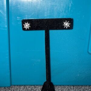 Silver Nautical Wheel Stud Earrings